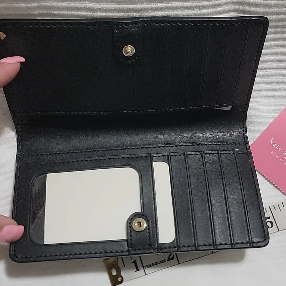 NWT Kate Spade NEWYORK legant Glitter Long Slim Wallete with Chain Strap‎